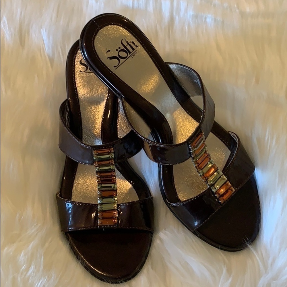 Sofft Sandals Brown Patent Leather size 8